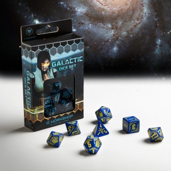 Galactic Dice RPG kauliukų rinkinys mėlynos ir geltonos sp
